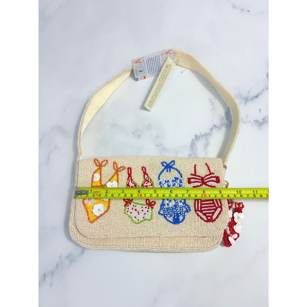 Rare Viral Hand Beaded Bikini Bag NWT Coastal Resort Beach Y2K Statement Purse - Picture 15 of 16